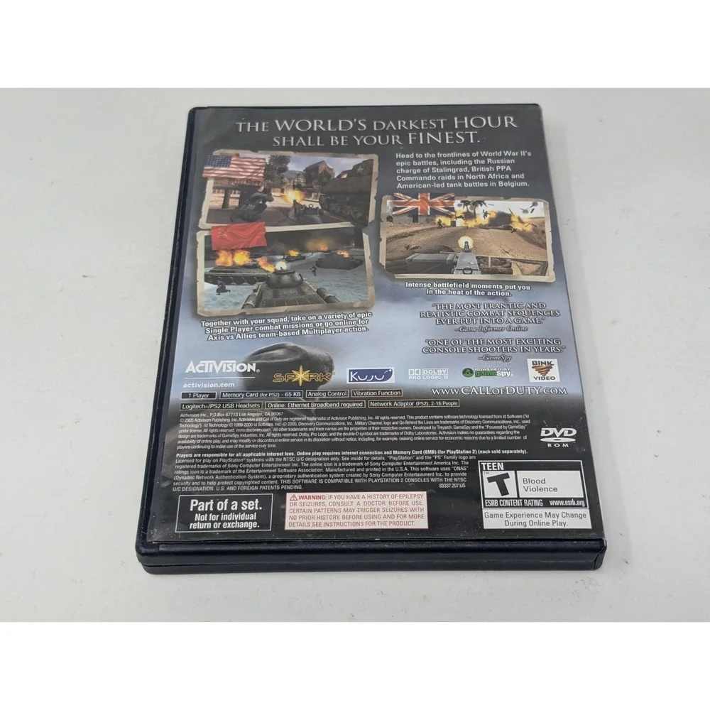 Call of Duty Finest Hour Sony PlayStation 2 PS2‎ 2004 Complete with Manual CIB